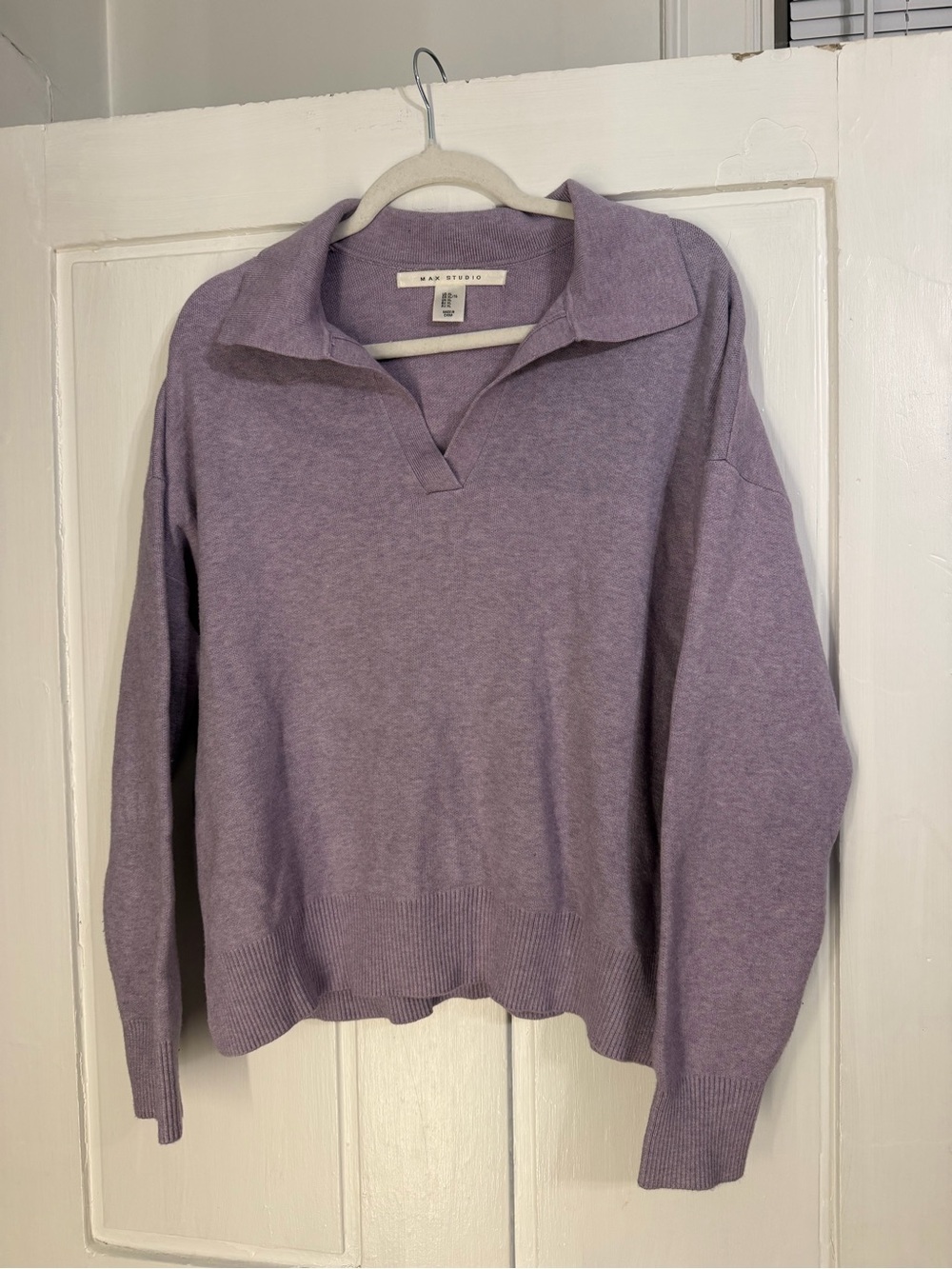 Max studio Lilac Collared Knit Pullover Sweater